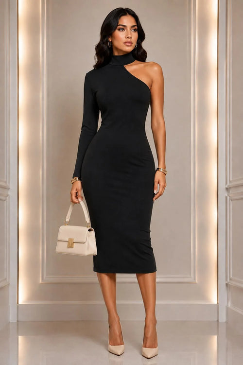 After Hours One-Shoulder Midi Dress
