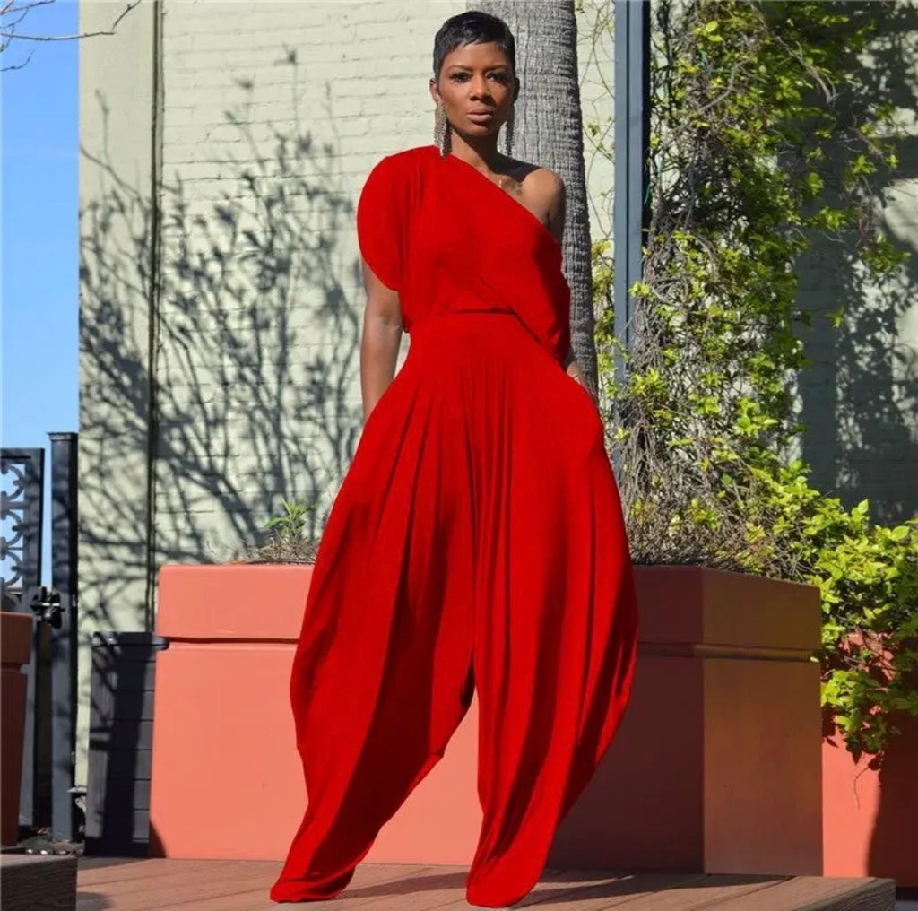 Scarlet One-Shoulder Wide-Leg Jumpsuit