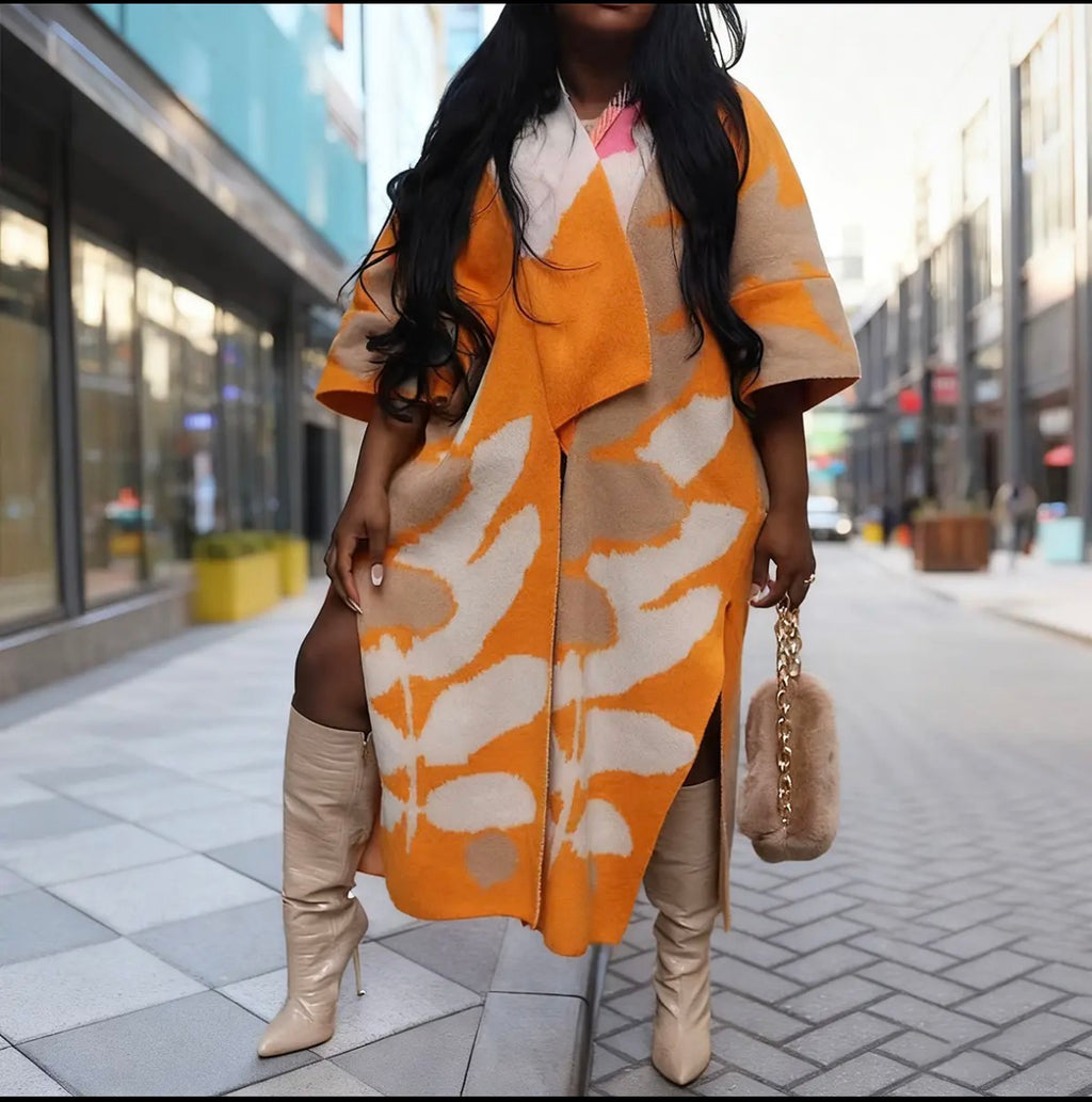 City Chic Abstract Print Duster