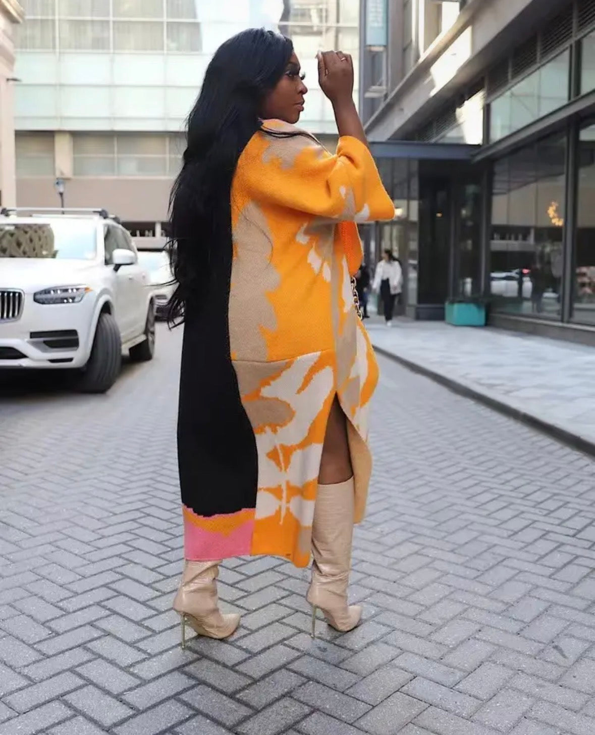 City Chic Abstract Print Duster