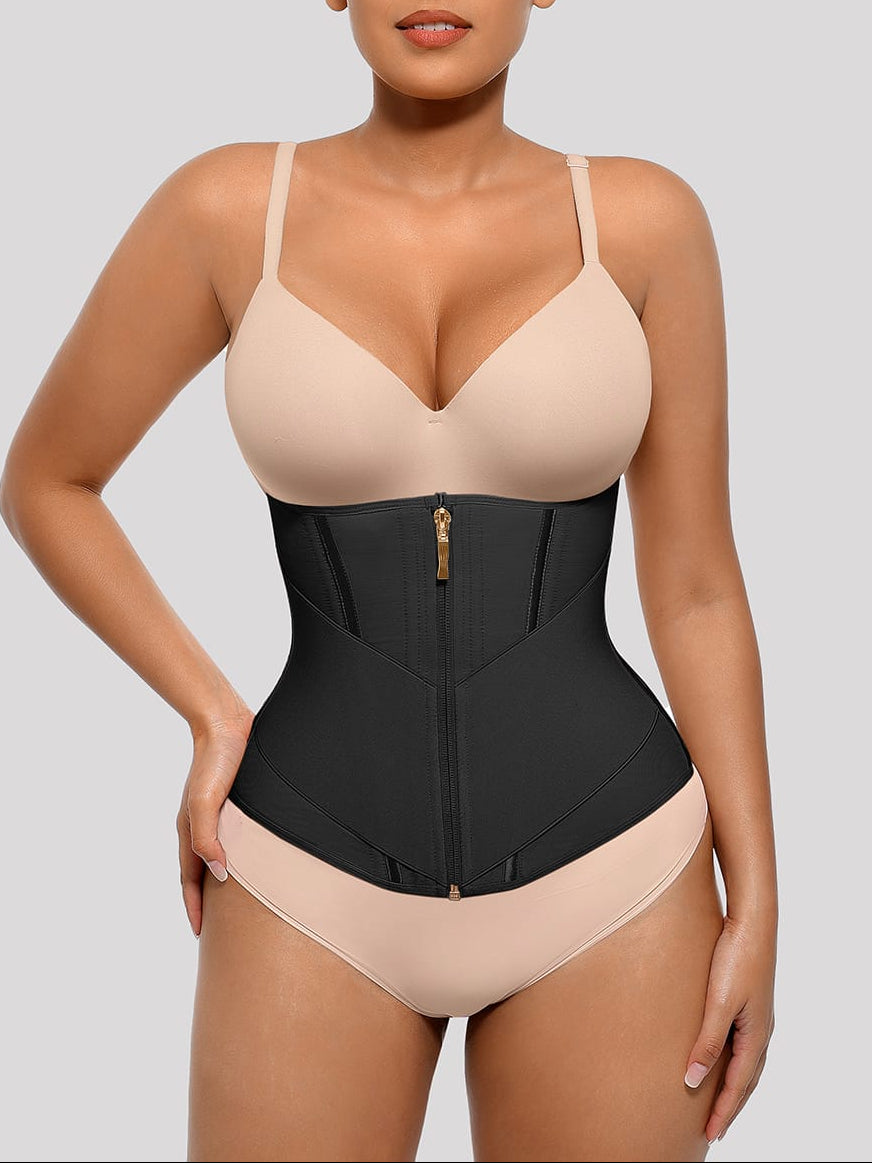 11 Steel Bone Front Zipper Tummy Control Waist Trainer